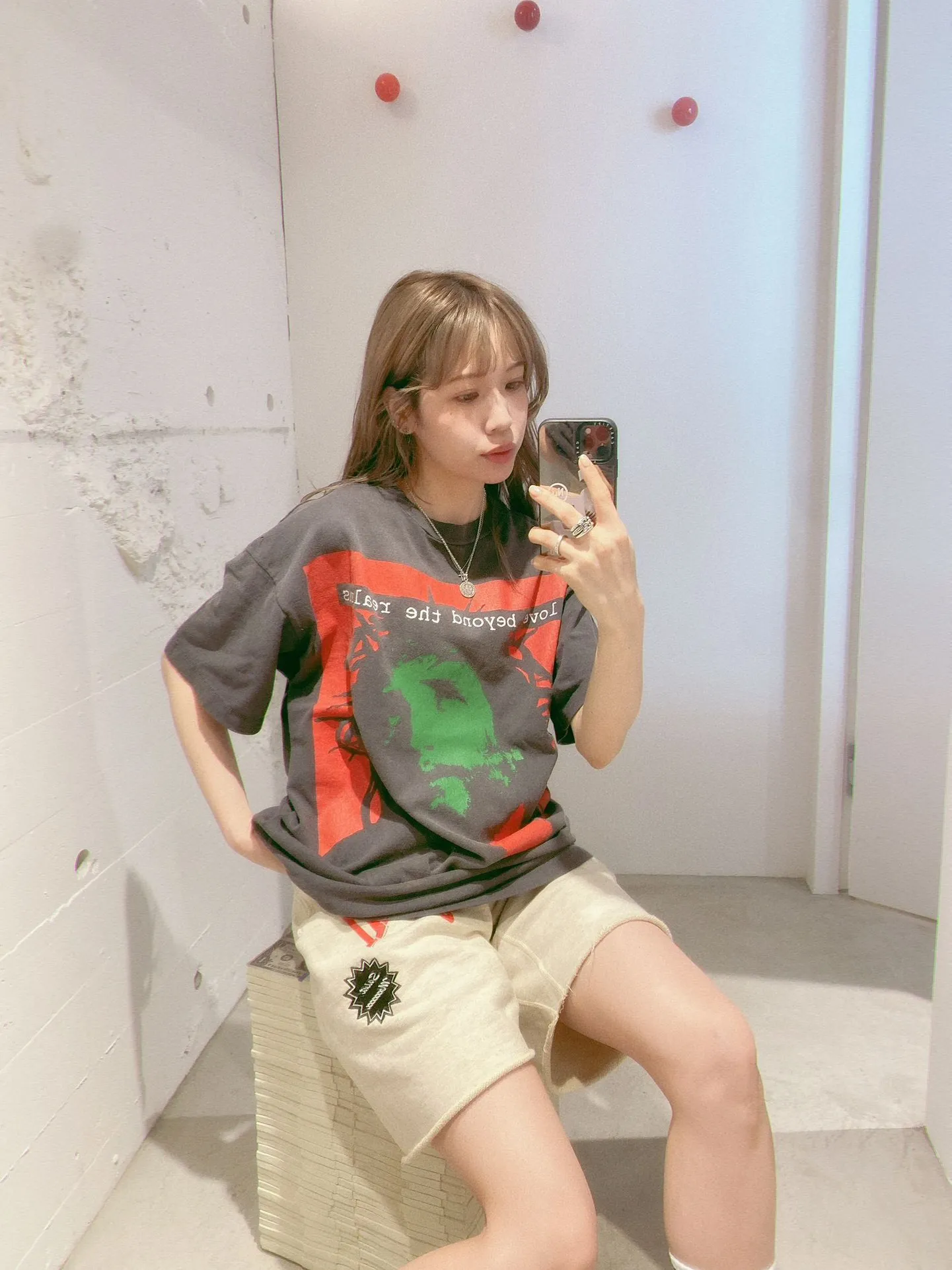SAINT Mxxxxxx 'SAINT' SWEAT SHORTS/GRY/BLK embroidered SAINT LOGO basic shorts, distressed gray/washed black S-XL, four needles and six threads throughout, produced by a major domestic factory, imported Tajima machine embroidery, washed and distressed, original version